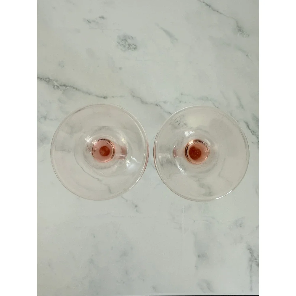 VTG Pair Arcoroc France Pink Stem 7 3/4